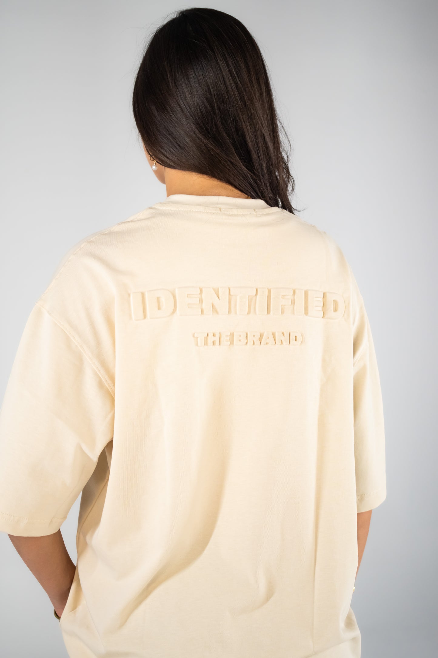 Embossed T-shirt in Beige