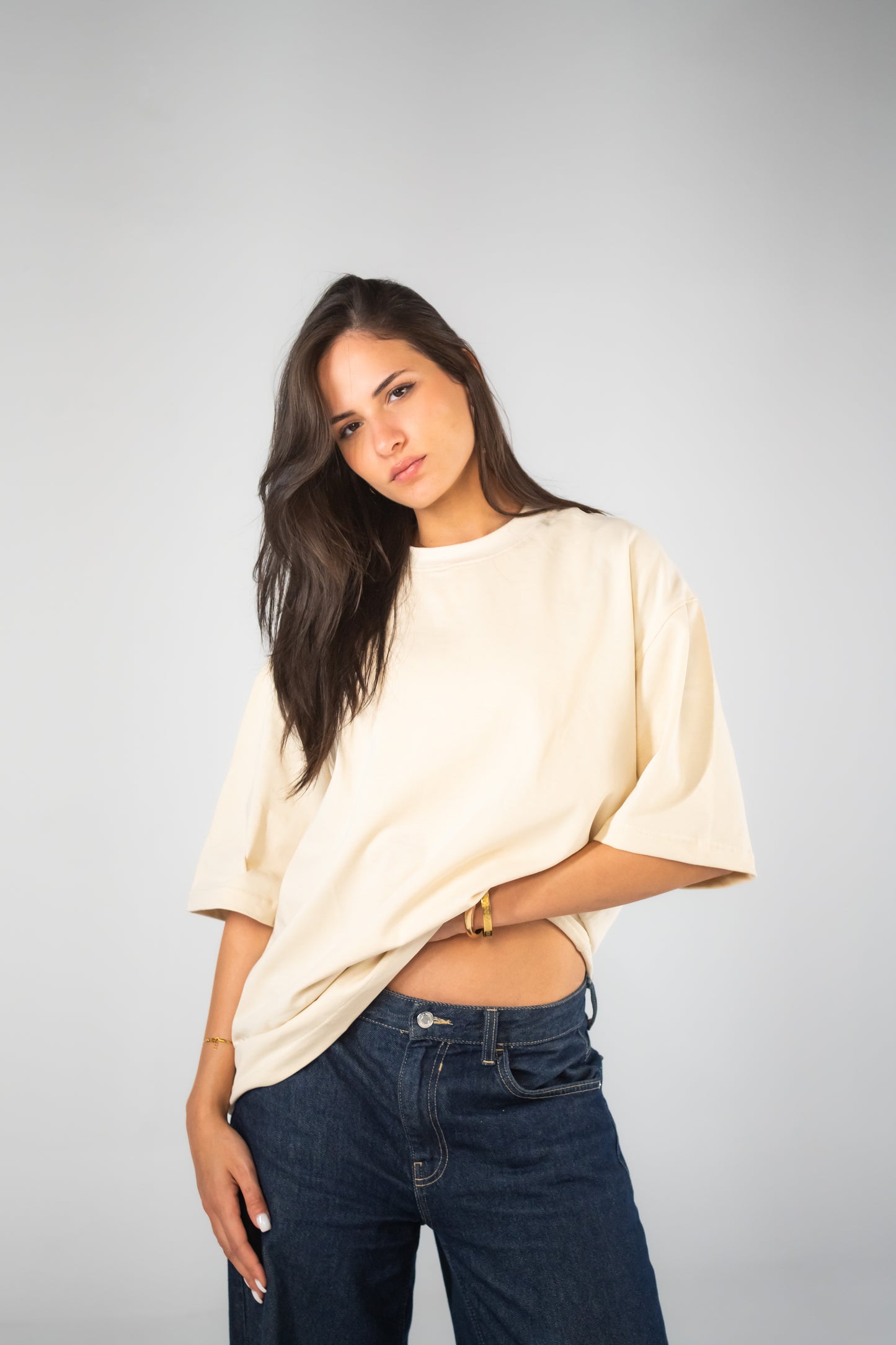 Embossed T-shirt in Beige