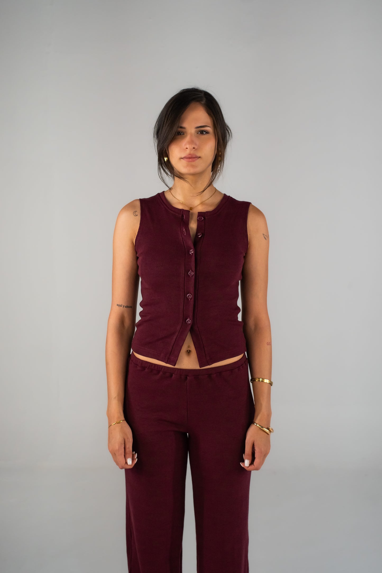 Ribbed Top in Burgundy
