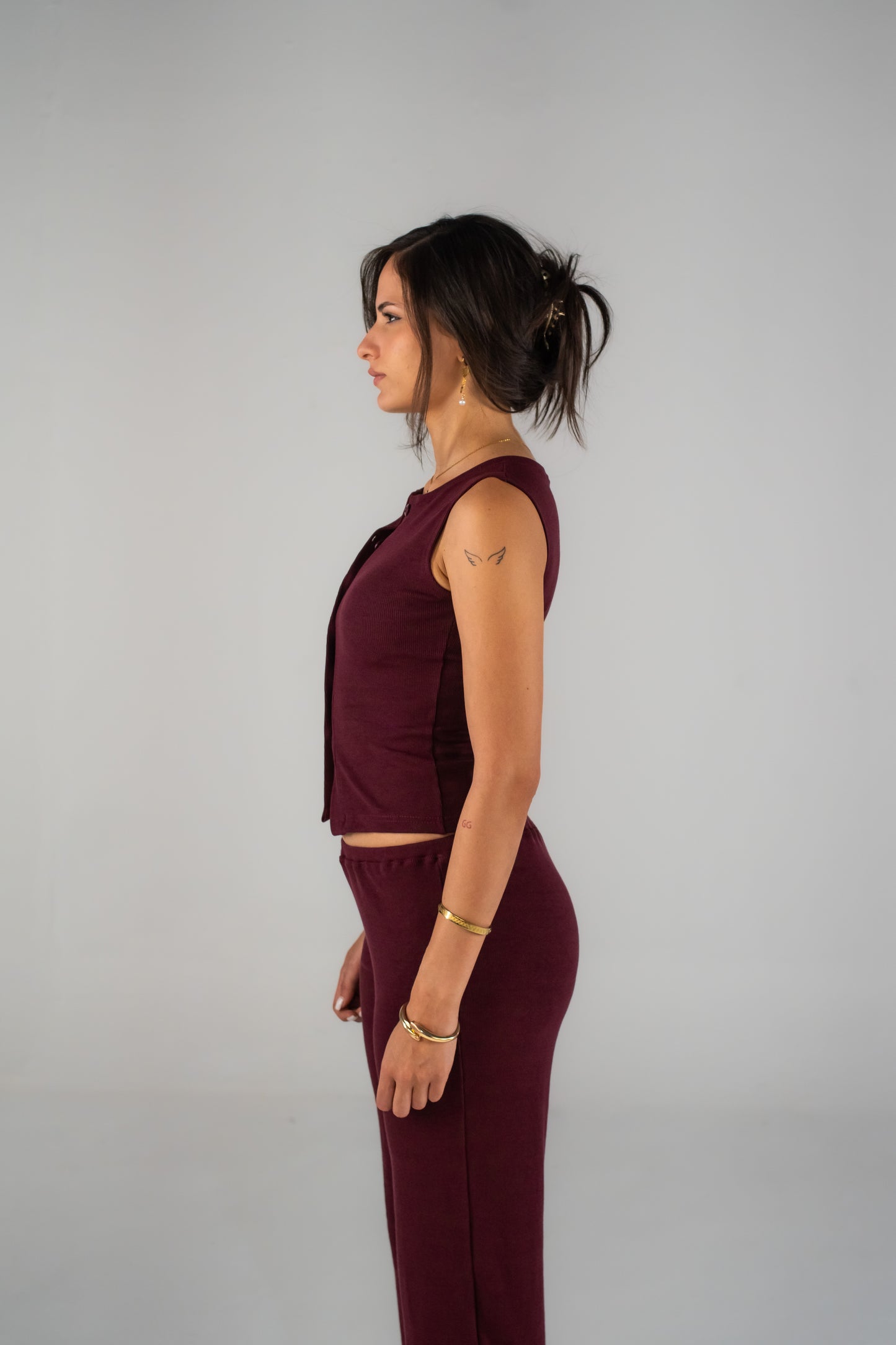 Ribbed Top in Burgundy