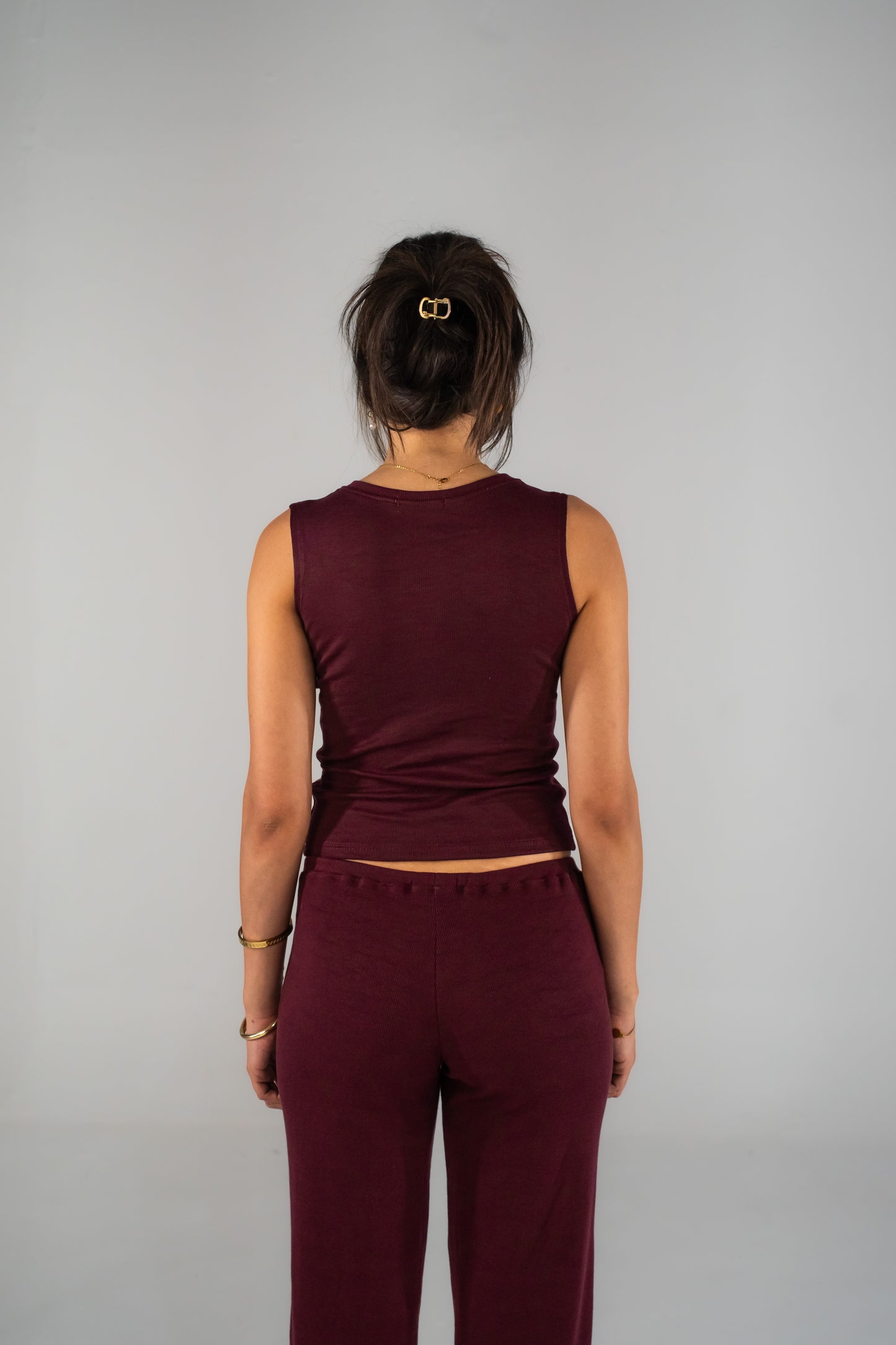Ribbed Top in Burgundy